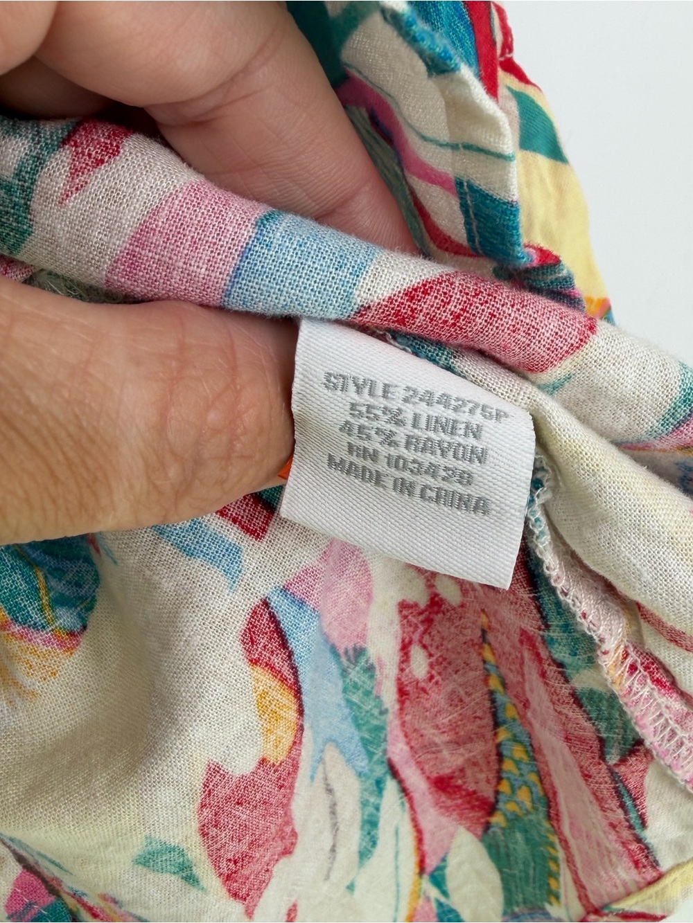 Bohemian Colorful Botanical Print Linen Blouse - Picture 3 of 6